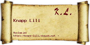 Knapp Lili névjegykártya